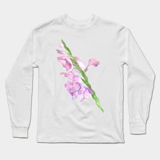 Gladiolus, floral watercolor painting Long Sleeve T-Shirt